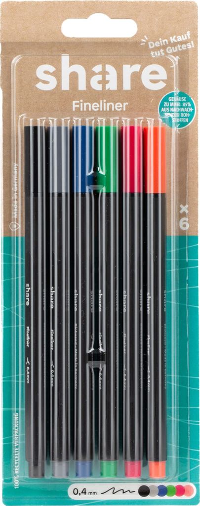 share Fineliner 6er Set – Fineliner Set spendet eine Produktbild 