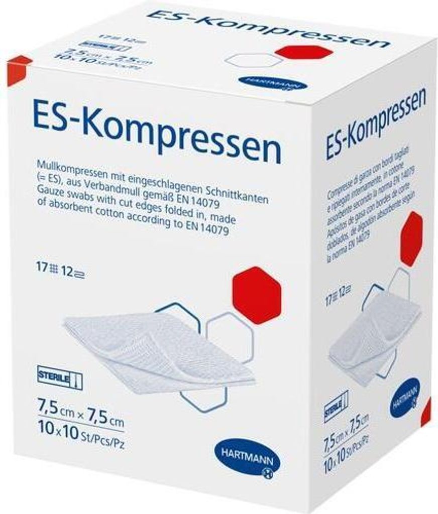 ES-KOMPRESSEN steril 7,5x7,5 cm 12fach Großpackung
