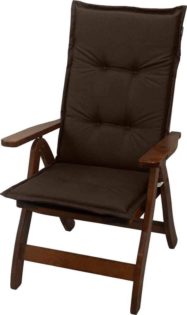 A brown cushion on a wooden chair.