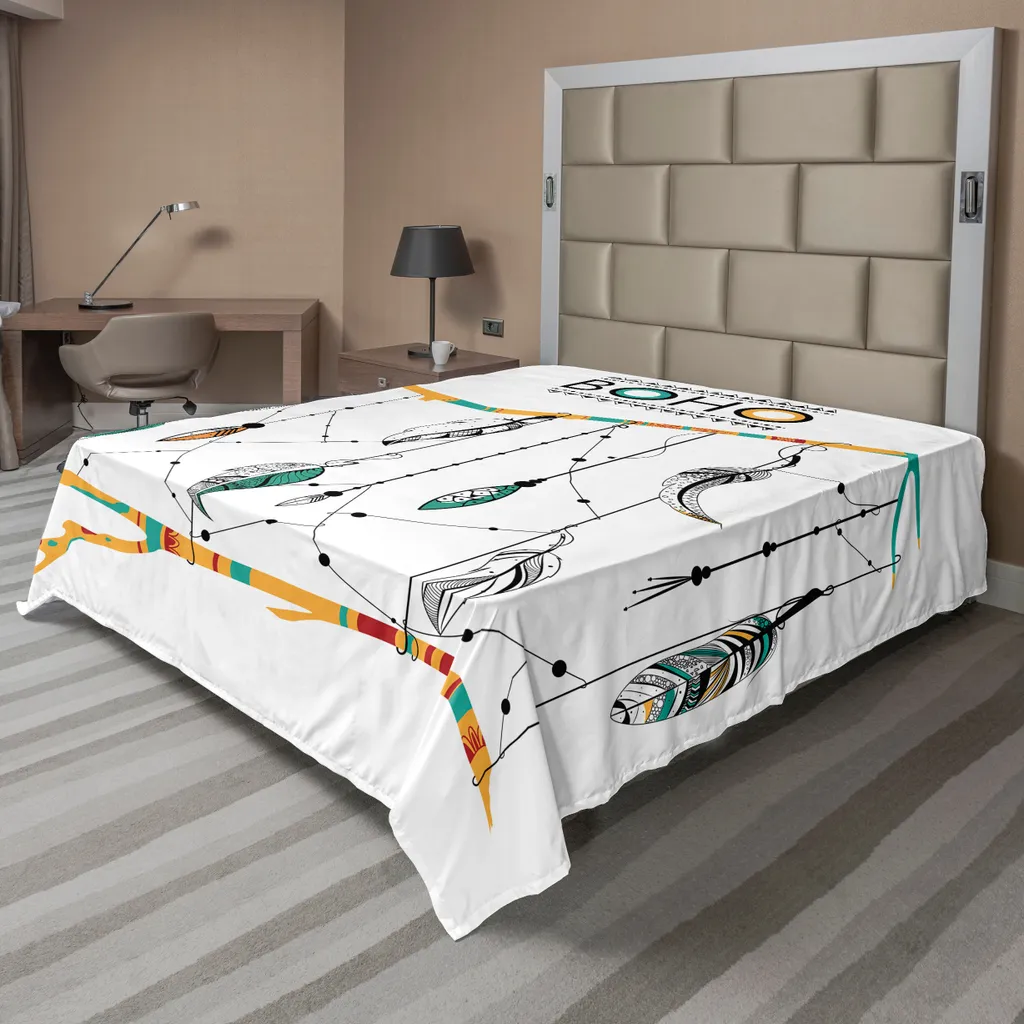 Drap de lit supérieur style hippie chic multicolore 275x260 cm doux