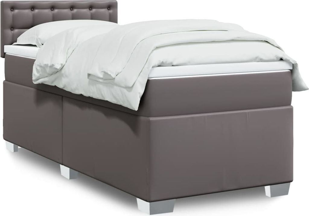 Maison Exclusive - Boxspringbett mit Matratze Grau 100x200 cm Kunstleder