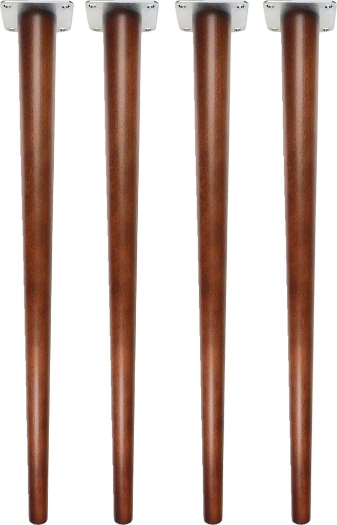 Tischbeine aus Buchenholz, 74 cm, braun lackiert, 4er Set Produktbild 