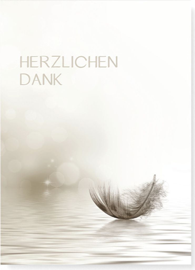 Friendly Fox 12 Danksagungskarten Trauer mit Umschlag, Trauerkarten Danksagung Feder Klappkarte Danke nach Beerdigung