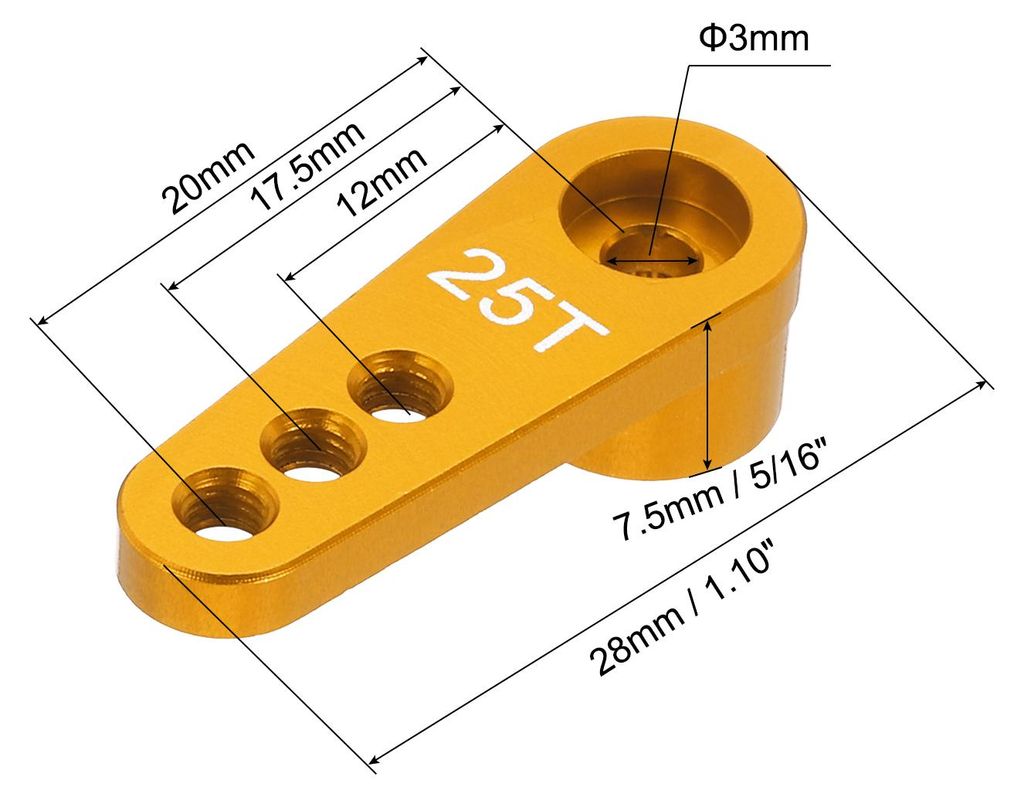 5 Stš¹ck Aluminium Servo Horn 25T Servo Horn Lenkung Kurzer Arm 28mm L?nge Gold Geeignet fš¹r DIY RC Auto/Boot/Flugzeuge Boot Modell Zubeh?r
