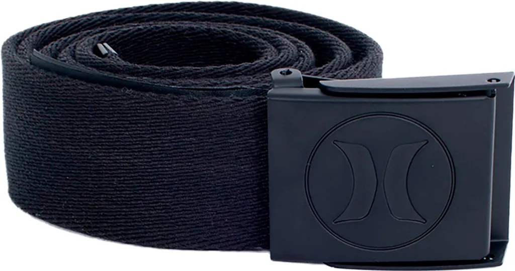 Ceinture Hurley Icon Web noire avec boucle métallique logo - Homme