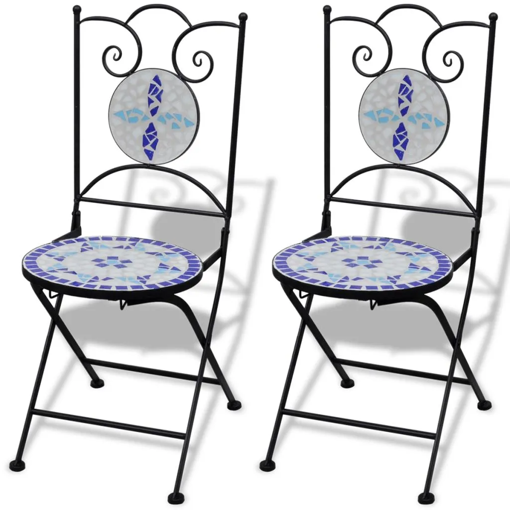 Chaise de bistrot robuste en mosaïque bleue - Lot de 2 anti-corrosion