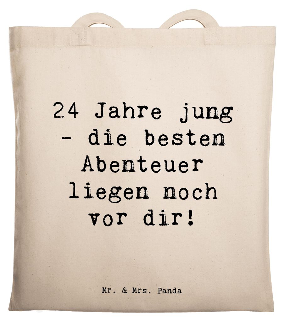 Mr. & Mrs. Panda Tote Bag Spruch 24. Geburtstag - Transparent - Geschenk, Alter, Liebe, Familie, Jutebeutel, canvas tasche, vor dir, Laptoptasche, ...