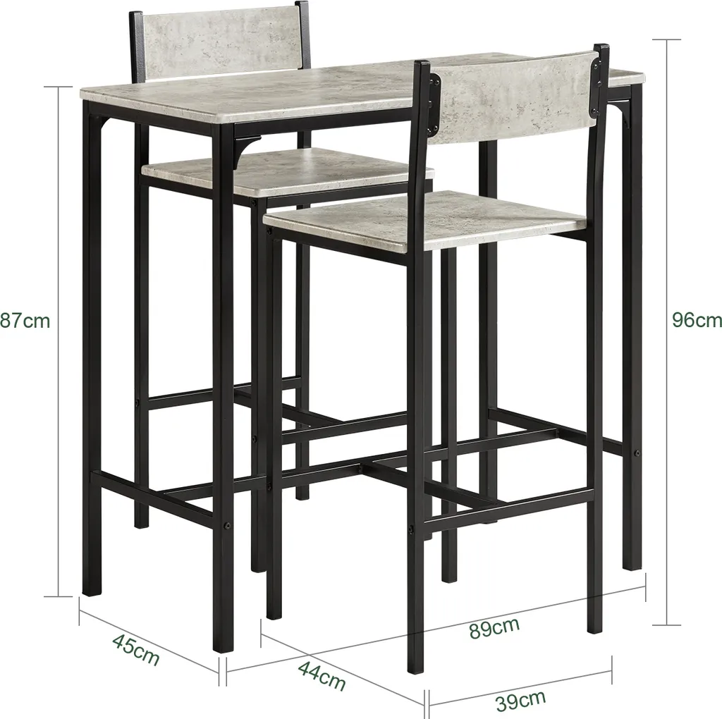 Petit Ensemble Bistrot SoBuy OGT03-HG Table et Chaises Gain de Place - 5