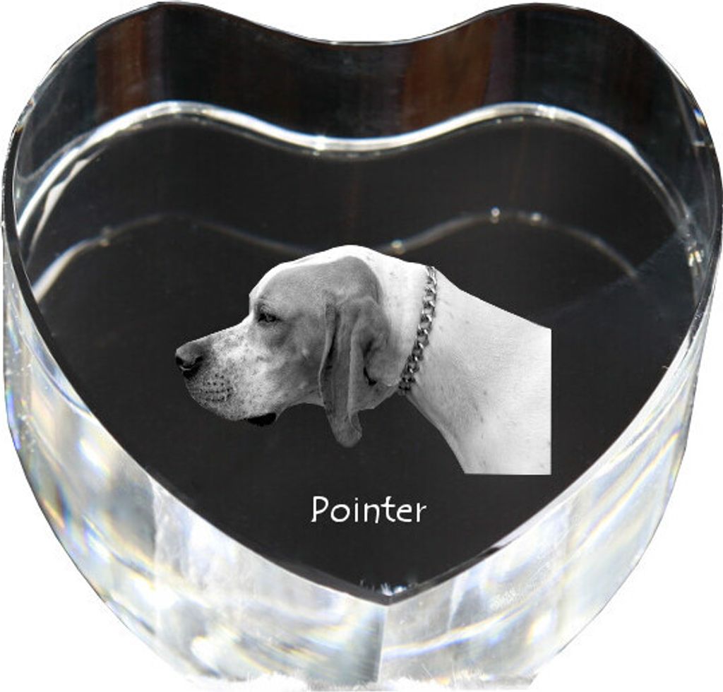 English Pointer, Englischer Pointer I - Hundebild im Kristall, Kristallherz, einzigartiger Bilderrahmen der Marke Art-Dog