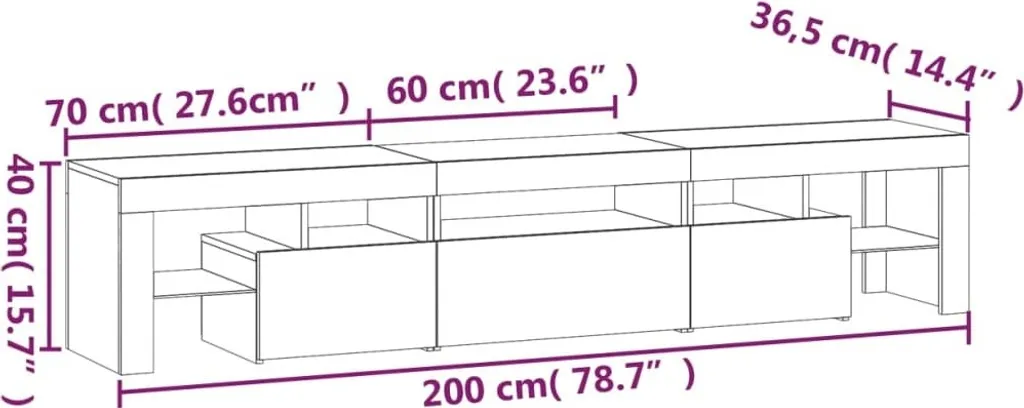 Grande Mobile Porta TV 200 cm Grigio Cemento LED - Qualità e Prezzo - 8