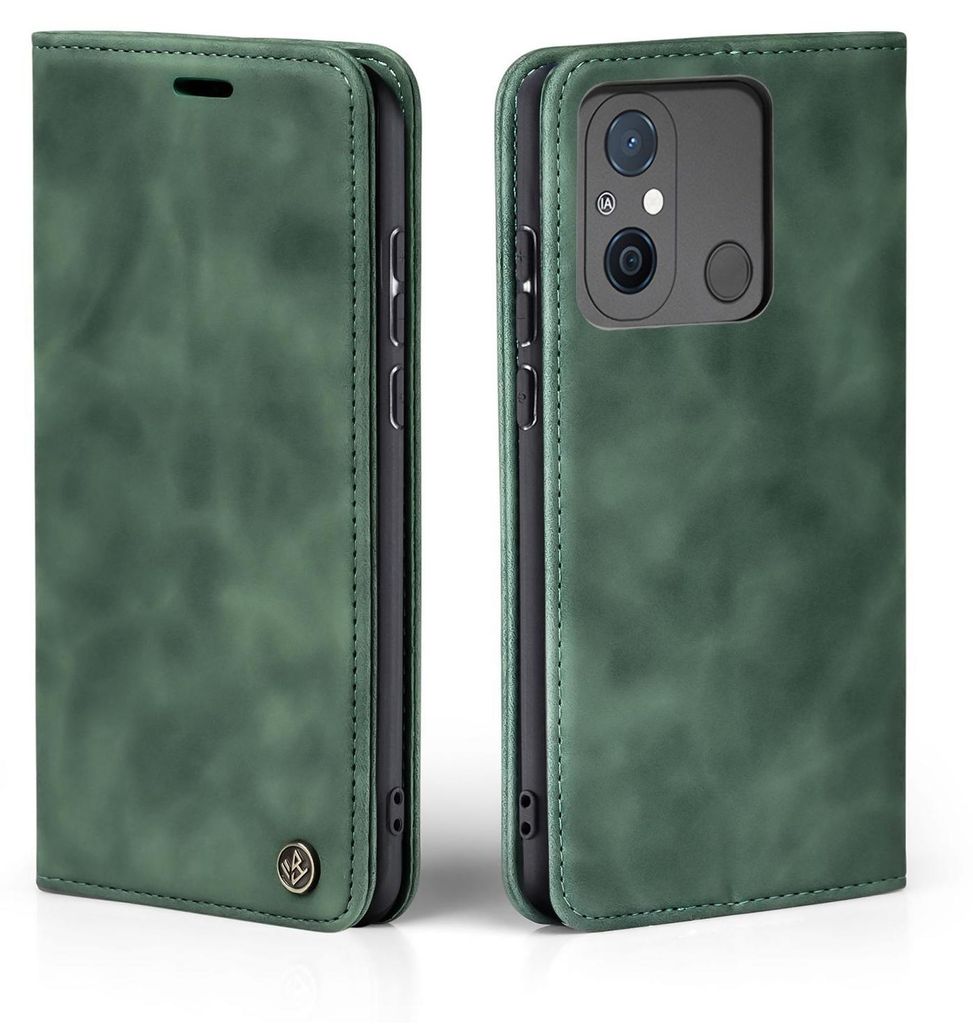 Handy Hülle für Xiaomi Redmi 12C Klapphülle Bookcase Flip Cover Handy Tasche Etui Farbe: Grün