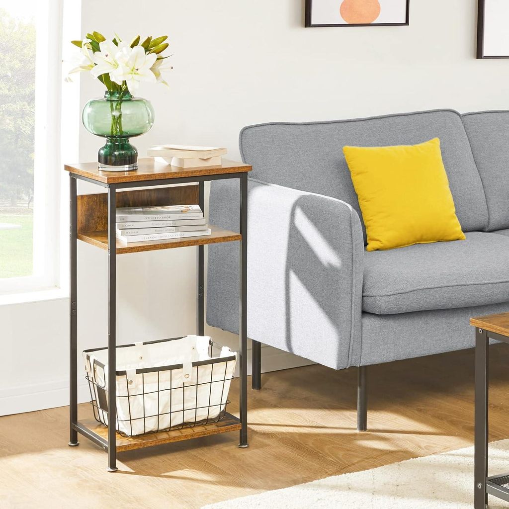 Beistelltisch mit 3 Ebenen - Industrielles Design - Wohnzimmer Schlafzimmer TMJ408H