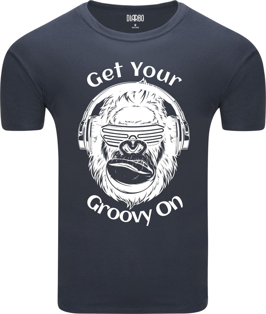 Diarbo Herren T-Shirt mit Lustiger Druck Chill Gorilla Dunkelgrau Gr.S
