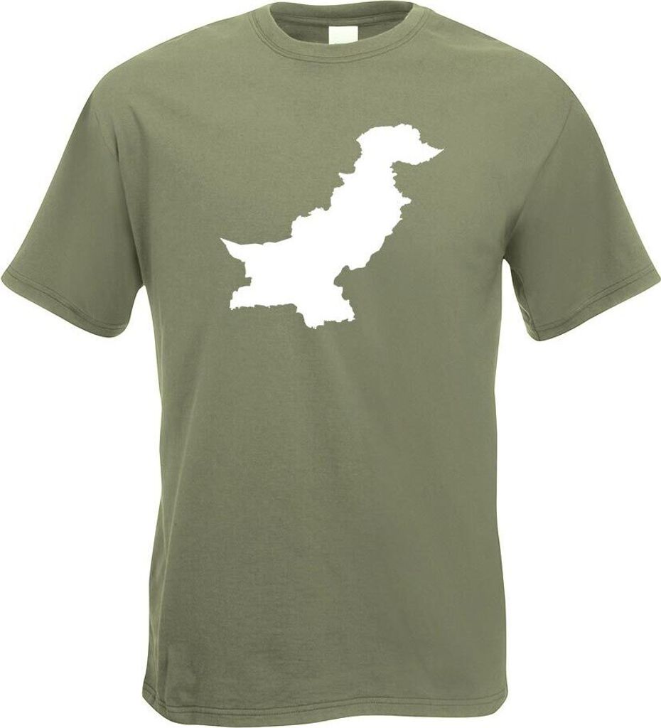 Kiwistar - T-Shirt - Olive - Pakistan Umriss Kontur Herren Funshirt Bedruckt Design Sprüche Spruch Motive - mit Motiv Bedruckt - Funshirt Design -...