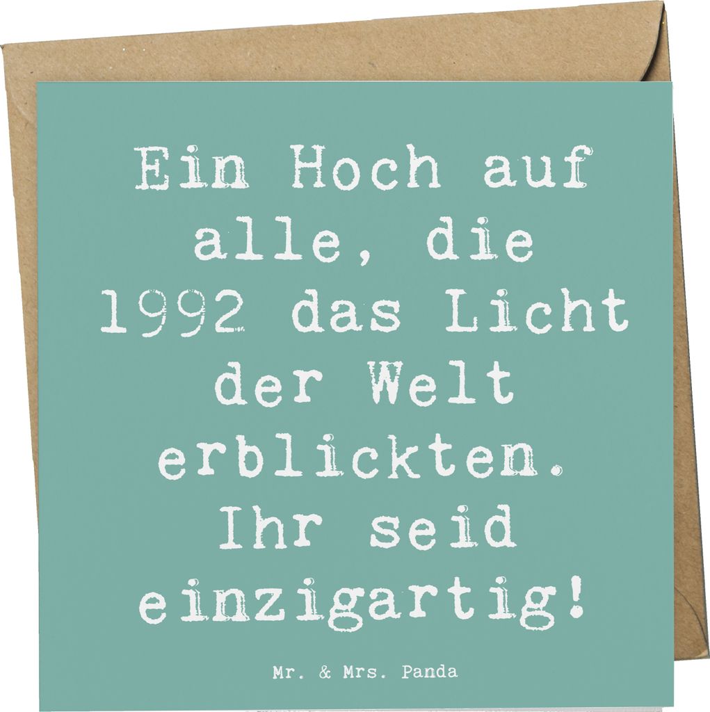 Mr. & Mrs. Panda Glückwunschkarte Spruch 1992 Geburtstag Einzigartig - Meeresbrise - Geschenk, anlasskarte, doppelkarte, Klappkarte, Happy Birthda...