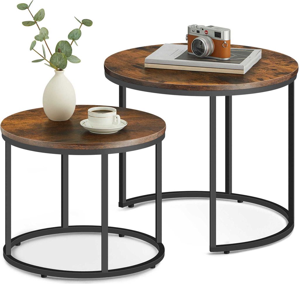 Table basse 2 pièces ronde table d'appoint design loft 2 en Image du produit 