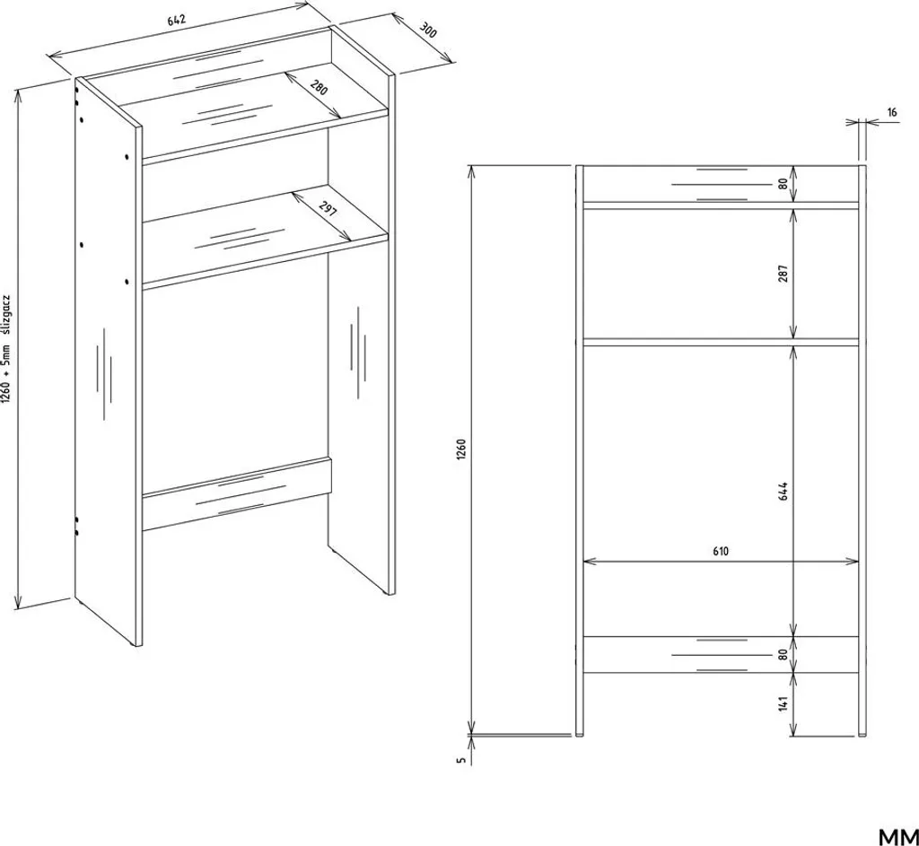 Meuble de Rangement Dessus Machine à Laver Nina Blanc à 2 Étagères Fixes