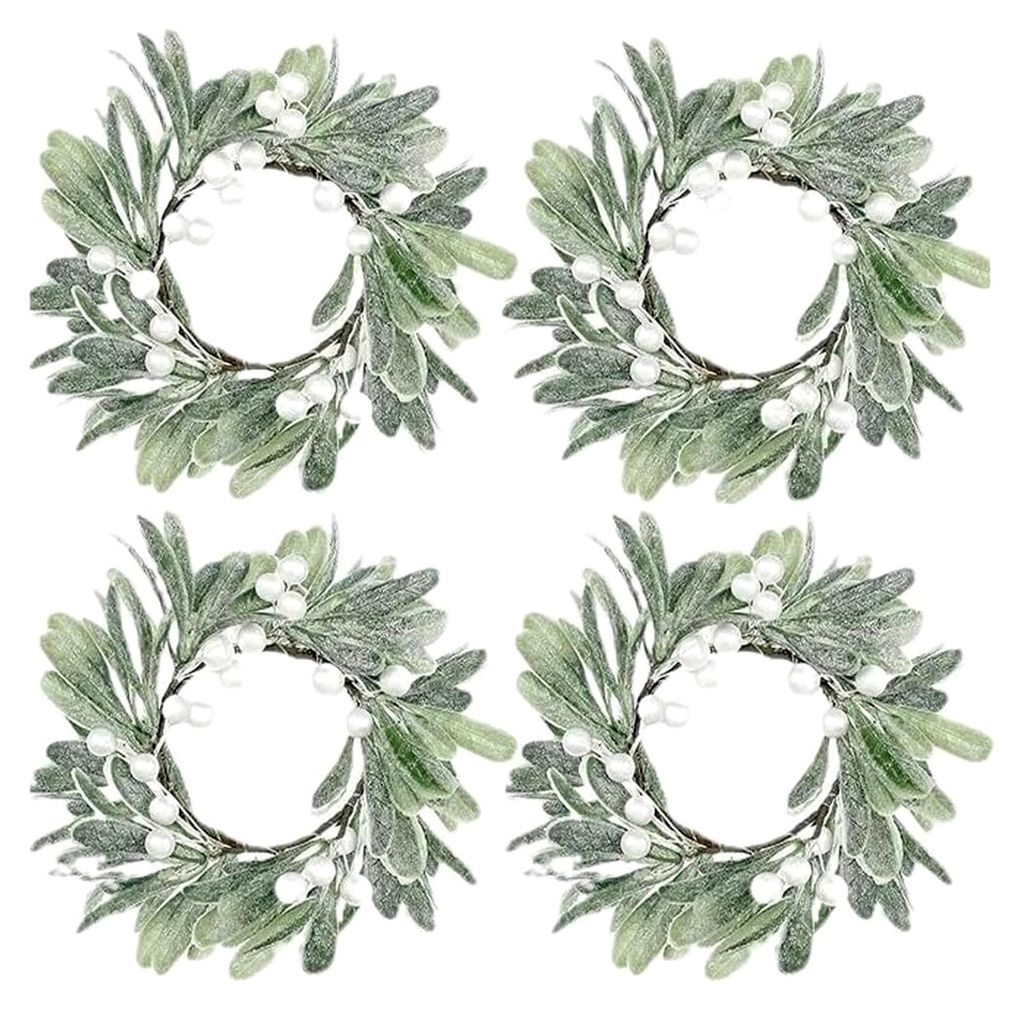 4 Stück Tropfschutz für Kommunionkerzen, kleine künstliche Kränze für Kerzen, 10 cm Durchmesser, dekorative Kerzenkränze für Kommunion, Tauf...
