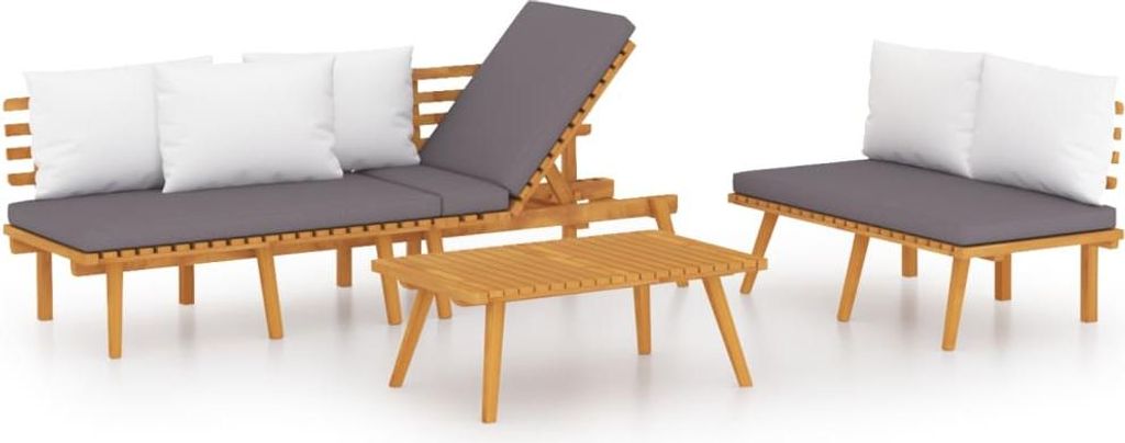 vidaXL 3-tlg. Garten-Lounge-Set mit Kissen Massivholz Akazie