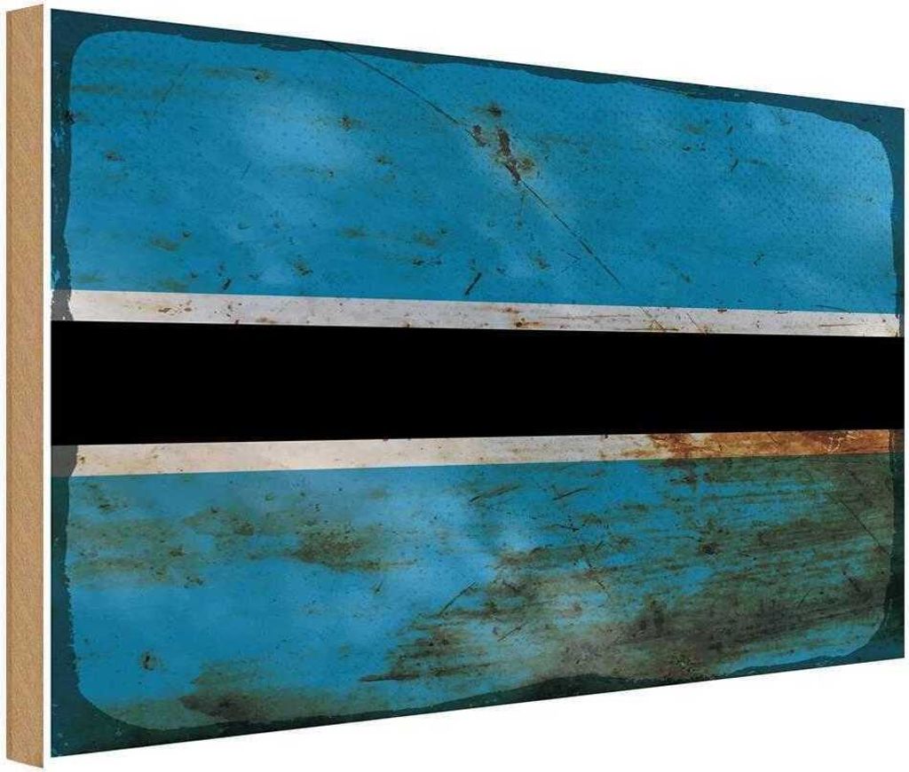 vianmo Holzschild 20x30 cm Botswana Rost Flagge Fahne Wappen