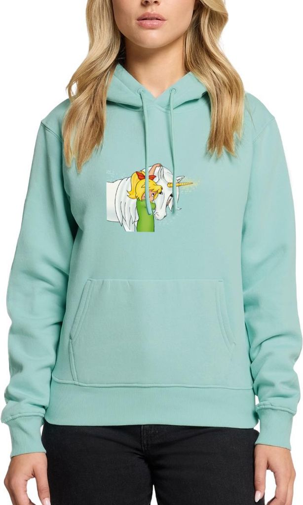 Spreadshirt Bibi Blocksberg Mit Einhorn Goldhörnchen Damen Premium Hoodie, S, Mint
