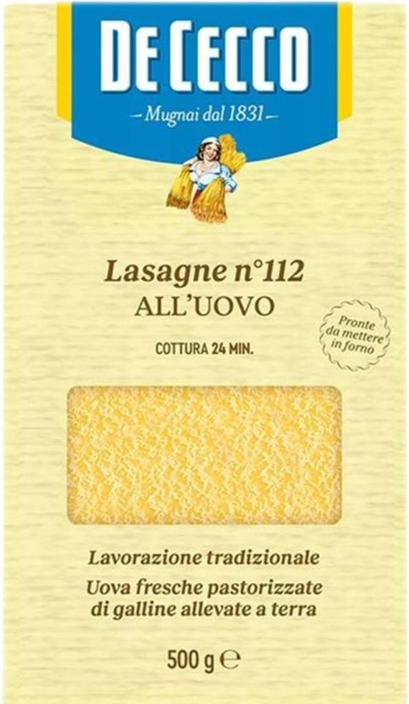 Packaging for De Cecco Lasagne.