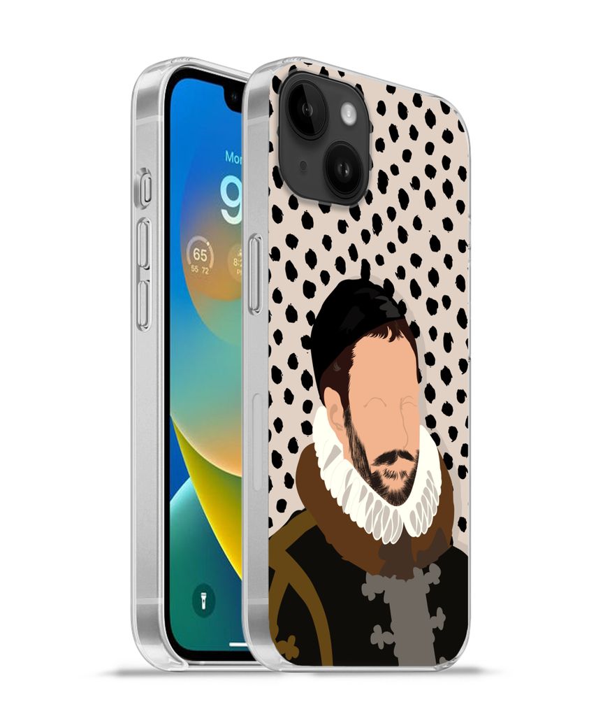 MuchoWow Handyhülle Schutzhülle Hülle für Apple iPhone 14 Plus - Soft case Alte Meister - Wilhelm von Oranien - Punkte - Vintage Silikon Soft...