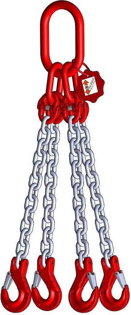 Anschlagkette Güteklasse 8 4-Strang 2,0 m 6 mm ohne Verkürzung verzinkt