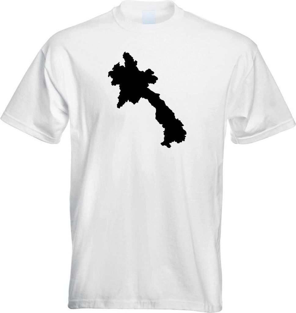 Kiwistar - T-Shirt - Weiss - Laos Umriss Kontur Herren Funshirt Bedruckt Design Sprüche Spruch Motive - mit Motiv Bedruckt - Funshirt Design - Spo...