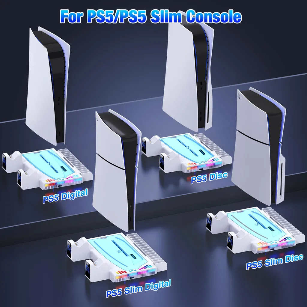 Station de refroidissement PS5 avec chargeur double manettes - Blanc
