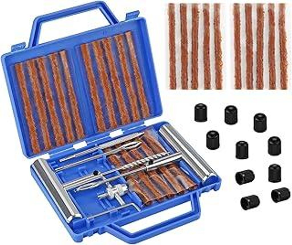 Reifen Reparatur Set Reifenreparaturset 42tlg Auto Reifen Reparaturset, Flicken Satz, Autoreifen Flickzeug Pannenset für PKW, Motorrad, LKW, ATV, ...