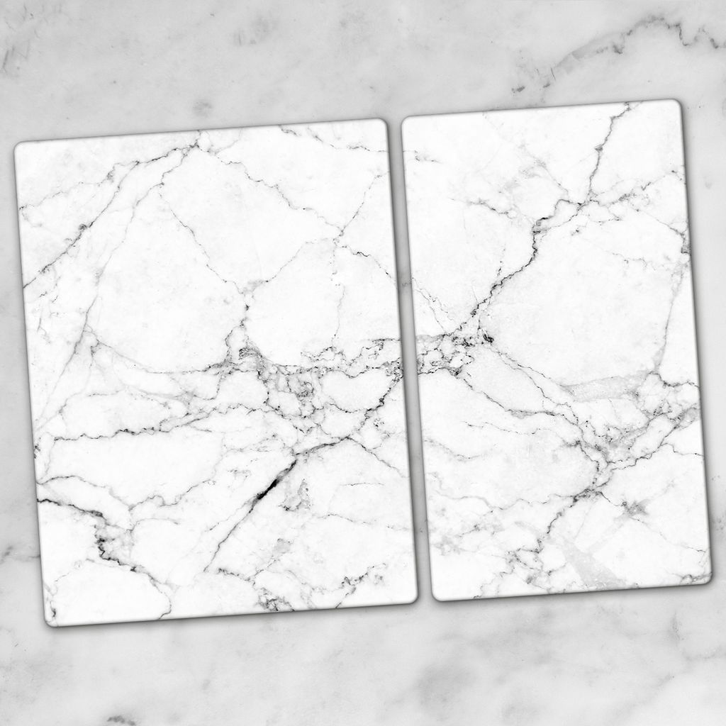Glas-Herdabdeckplatten Glaskeramikkochfeld-Abdeckung Spritzschutz Glas 70x52 Weiß Holzplatte