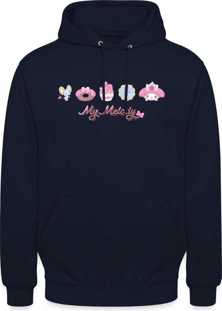 Spreadshirt My Melody Mit Flat Und Gebäckstücken Uni Hoodie, S, Navy