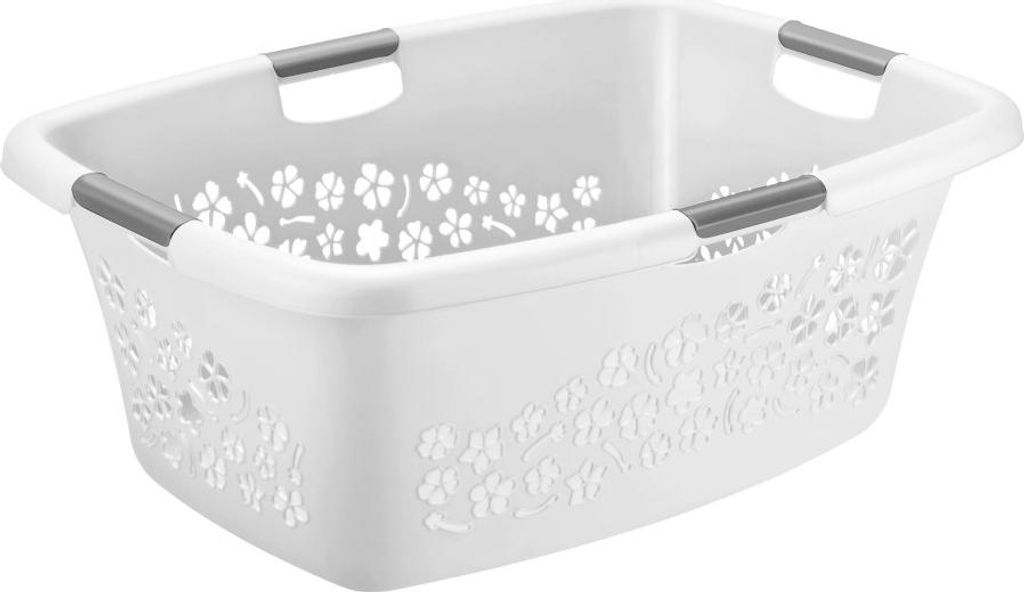 Rotho Wäschekorb Flowers 50 L mistletoe white