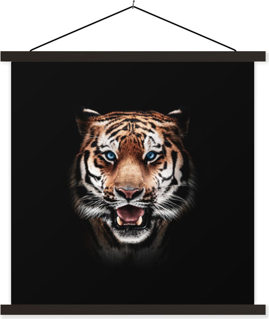 MuchoWow® Textilposter Tiger - Tiere - Schwarz 60x60 cm mit Produktbild 