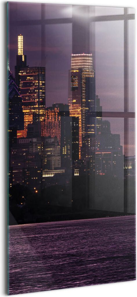 Designer Glasbild - Wandbild - Glas Bild - 60x120 cm - Skyline Der Stadt Philadelphia