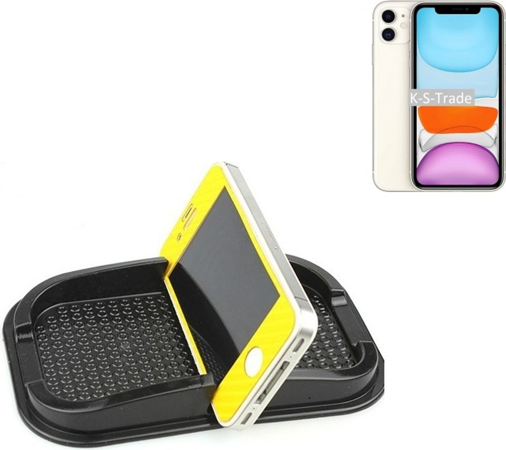 K-S-Trade Auto Anti Rutsch Matte Smartphone-Halter kompatibel mit Apple iPhone 11 Haft Pad Armaturenbrett Handy-Halterung Silikon