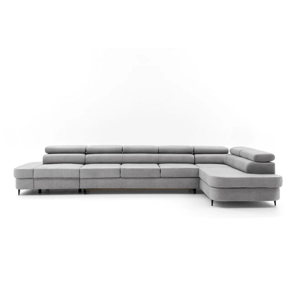 NEXT COLLECTION Ecksofa PRIAM XXL Funktion Schlafen, elegante einfache Form, Rechts, Hellgrau