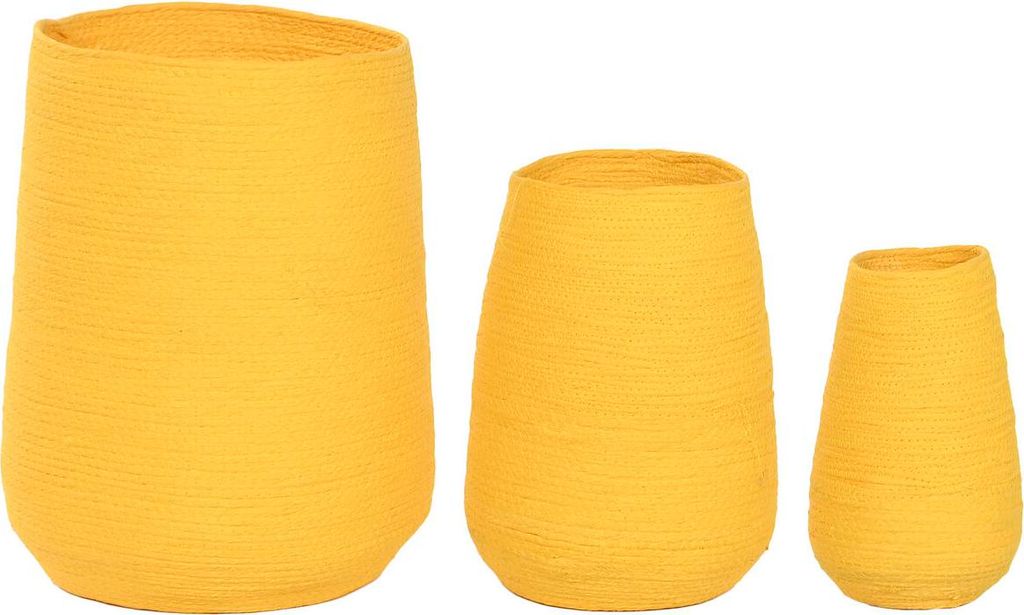 Blumentopf Home ESPRIT Gelb Faser Urban 30 x 30 x 60 cm (3 Stücke)