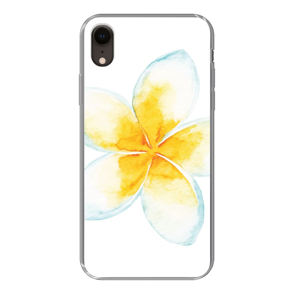 MuchoWow Handyhülle Schutzhülle Hülle für iPhone XR Aquarellfarbe - Blume - Tropisch Silikon Softcase Handy Hülle - Schutzdeckel