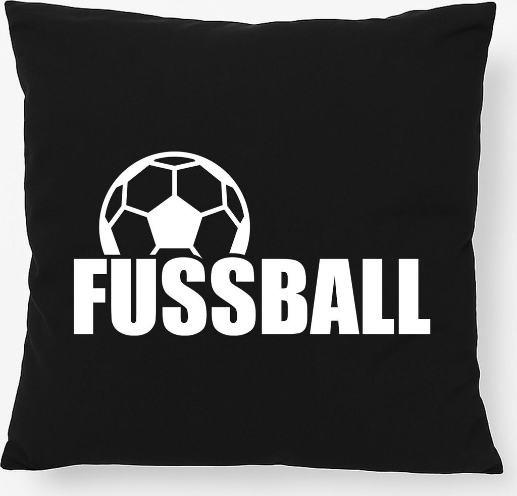 Huuraa Kissen Fussball Ball 40x40cm mit Füllung Black Baumwolle Dekokissen Geschenkidee