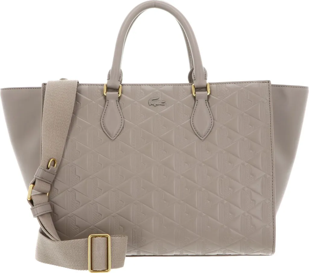 Lacoste Sac à Épaule Cuir Taupe - Idéal pour le Travail et les Sorties
