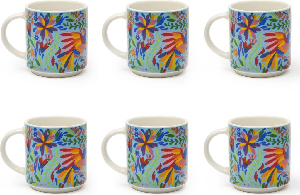 Excelsa Set Von 6 Espressotassen Mexican Flowers Porzellan 10 Cl Bunt