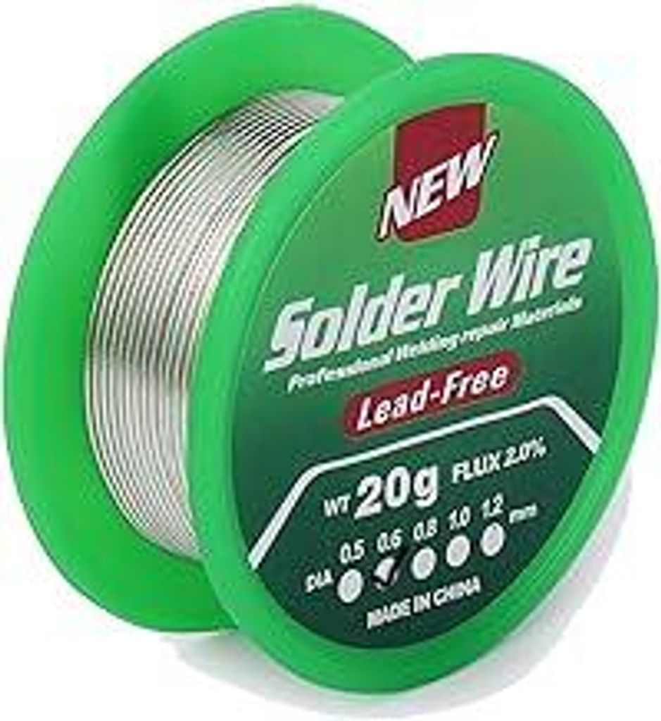 Bleifrei Lötzinn 0.6mm, Lötdraht 20g mit Flussmittel Lötzinn, Kolophoniumkern Sn99.3 Cu0,7, Elektronik-Lötdraht, zum Elektrolöten Reparatur