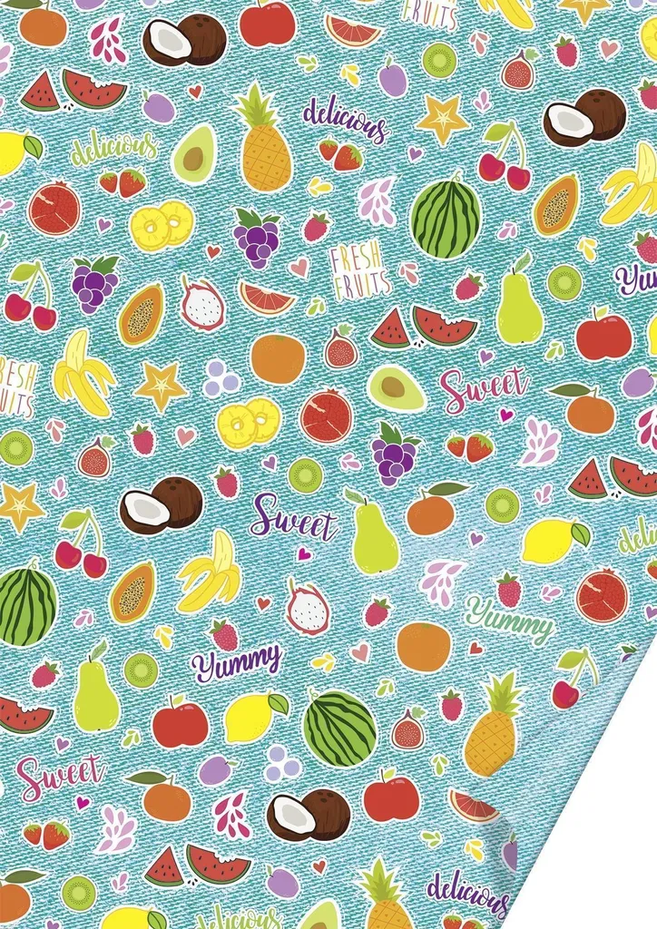 Grand papier cartonné décoratif Fruits 50x70cm Heyda pour scrapbooking