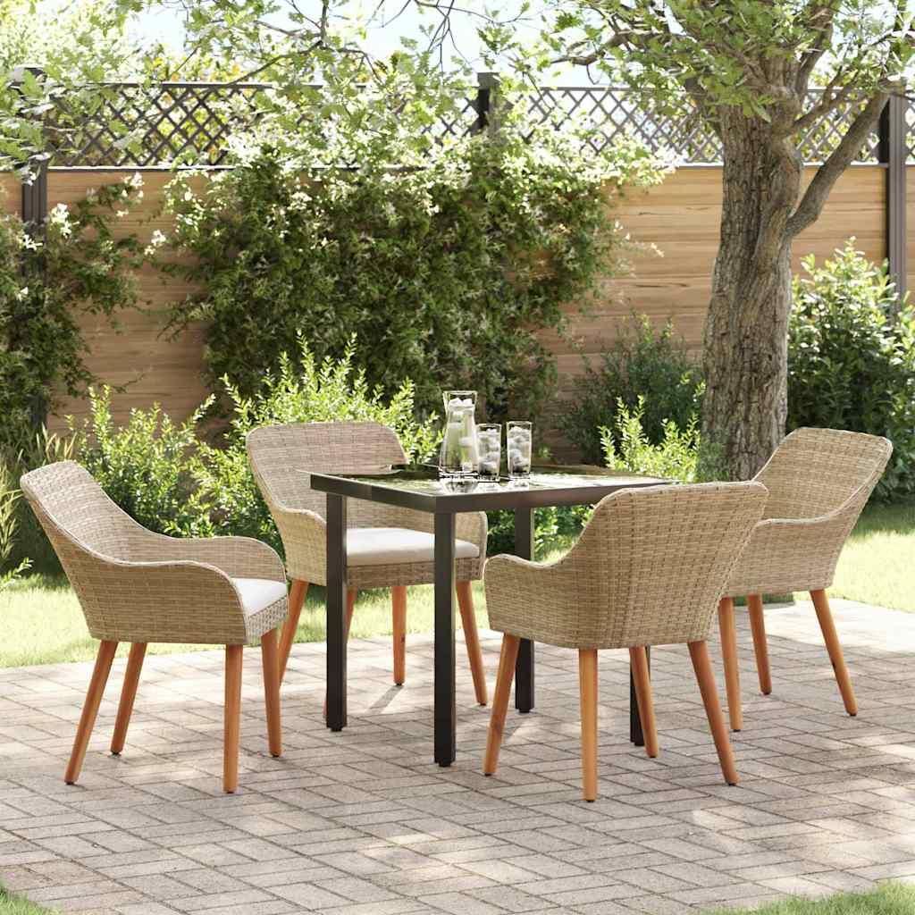 Maison Exclusive - Garten Essgruppe mit Kissen 5 pcs Beige Poly-Rattan