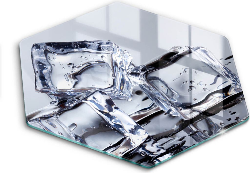 Glasschneideplatte - Herdabdeckplatte - Hexagon 40 cm -Schneidebrett - Spritzschutz - Eiswürfel