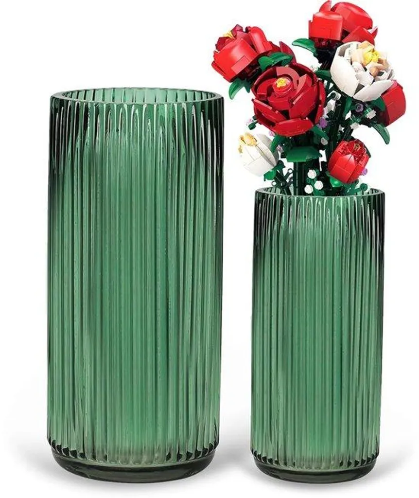 Vases cylindriques stables en verre vert - Solution pour fleurs hautes