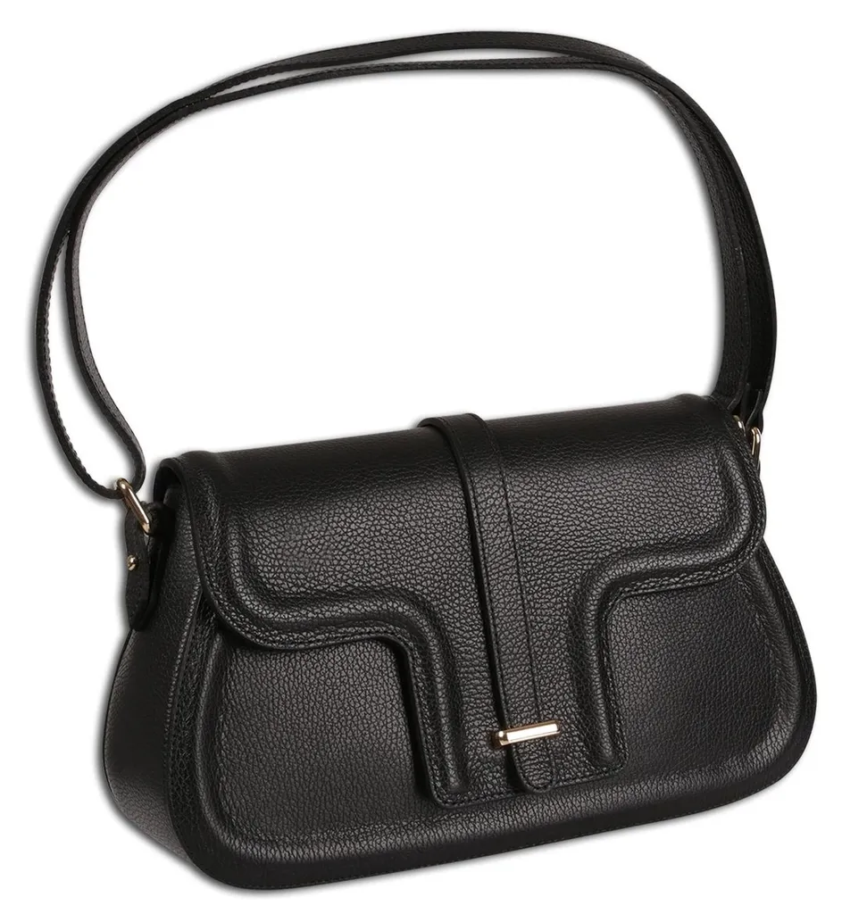 Sac bandoulière Toscanto noir 33cm moyen format compact avec rangement