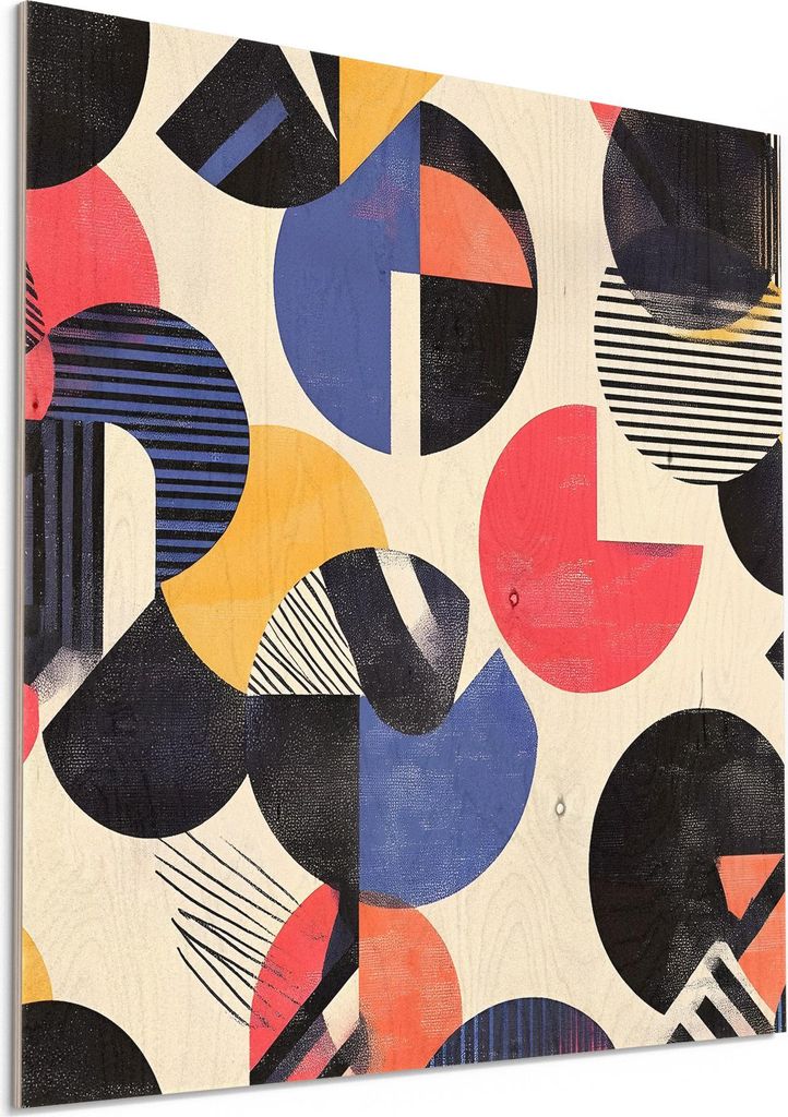 DEQORI Holzbild 50x50 cm 'Bauhaus Beats' Bild auf Holz Wandbild Kunstdruck nachhaltig